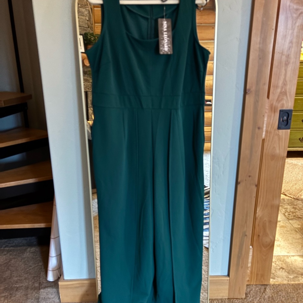 Nina Leonard Teal Jumpsuit